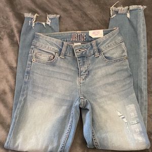 Justice Girls Jeans size 10 slim super skinny stretch denim
